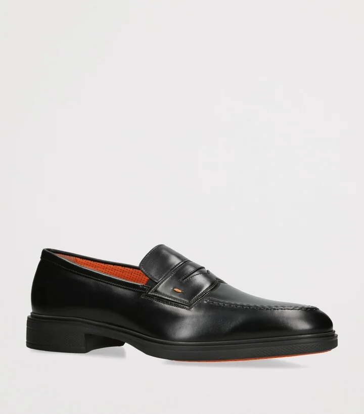 Santoni Leather Penny Loafers - Image 3