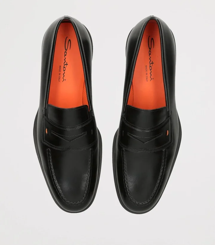 Santoni Leather Penny Loafers - Image 4