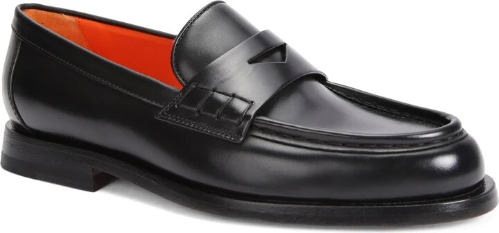 Santoni Leather Penny Loafers