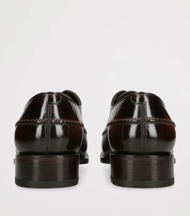 Santoni Leather Stitched Oxford Shoes - Image 2
