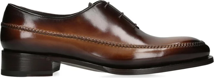 Santoni Leather Stitched Oxford Shoes