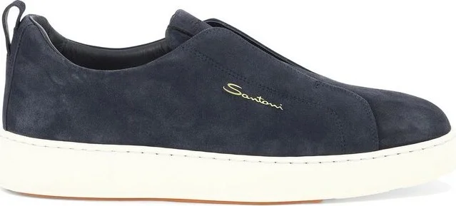 Santoni Logo-Lettering Round Toe Sneakers