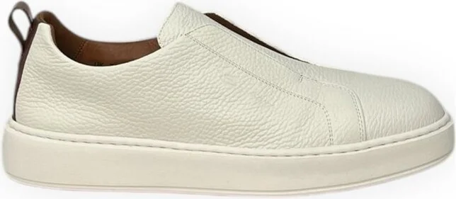 Santoni Logo-Printed Almond Toe Sneakers
