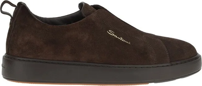 Santoni Logo Stamp Round Toe Sneakers