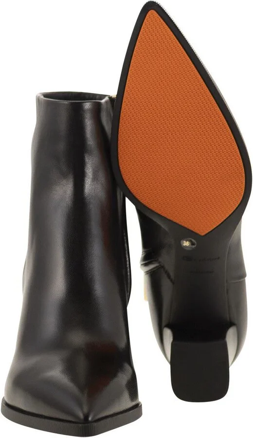 Santoni Medium Heel Leather Ankle Boot - Image 5