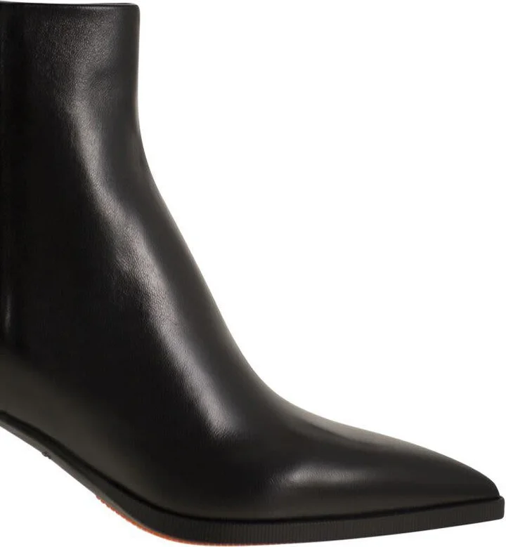 Santoni Medium Heel Leather Ankle Boot - Image 6