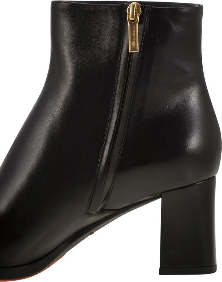 Santoni Medium Heel Leather Ankle Boot - Image 7