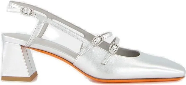 Santoni Mid Heel Slingback Pumps