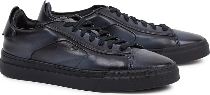 Santoni Navy Leather Sneakers - Image 2