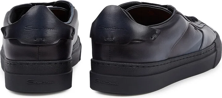Santoni Navy Leather Sneakers - Image 3