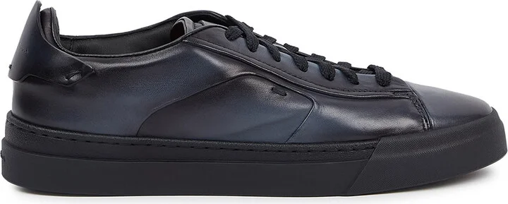Santoni Navy Leather Sneakers