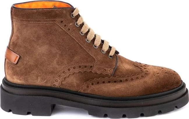 Santoni Perforated Detailed Brogue Boots