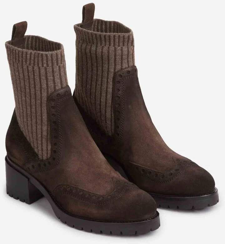 Santoni Ribbed Suede Ankle Boots - Image 2