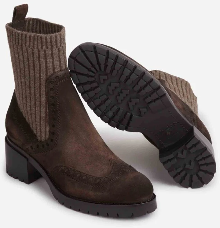 Santoni Ribbed Suede Ankle Boots - Image 4