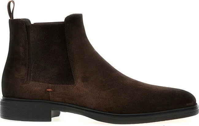 Santoni Round Toe Ankle Boots