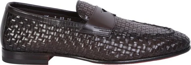 Santoni Round Toe Interwovened Loafers