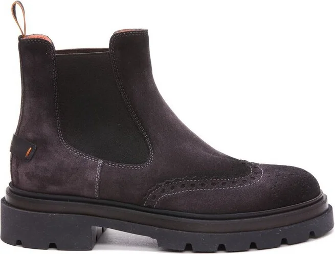 Santoni Round Toe Slip-On Ankle Boots