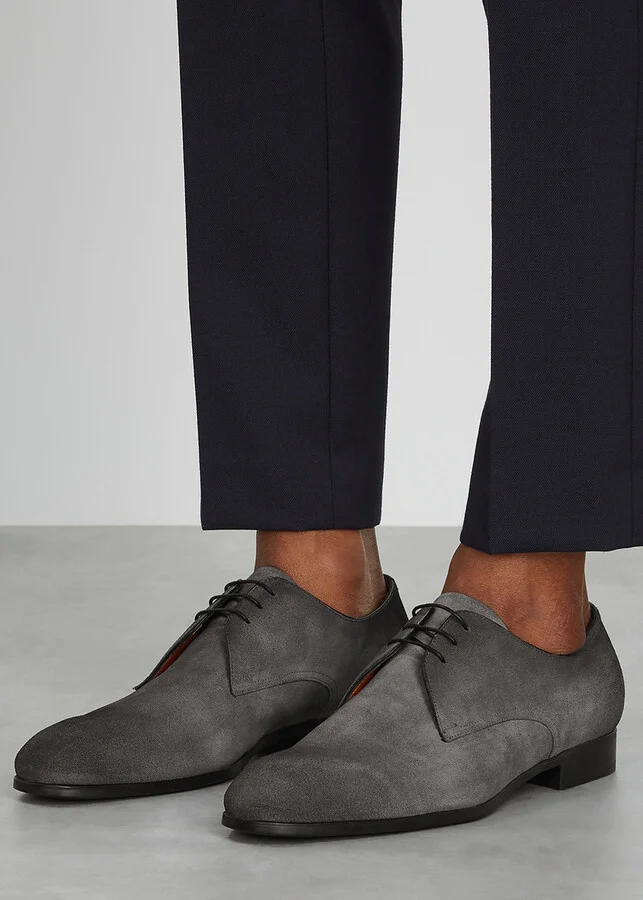 Santoni Simon Grey Suede Derby Shoes - Image 5