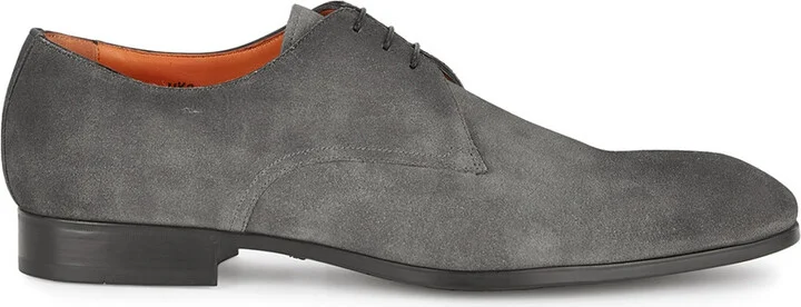Santoni Simon Grey Suede Derby Shoes