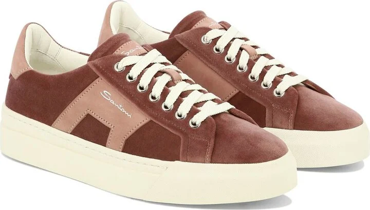 Santoni Sneakers In Pelle Scamosciata Con Stampa Logo - Image 2