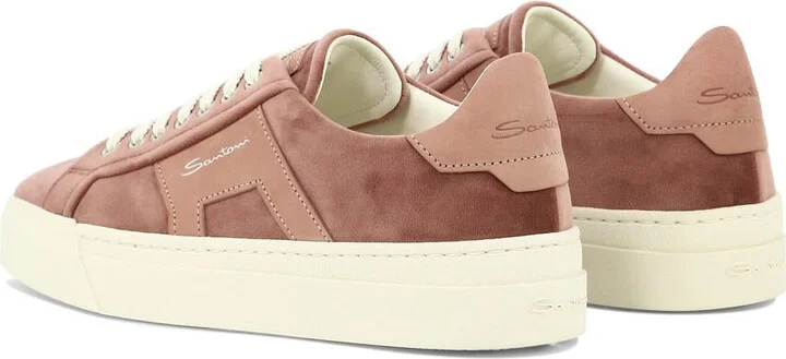 Santoni Sneakers In Pelle Scamosciata Con Stampa Logo - Image 4