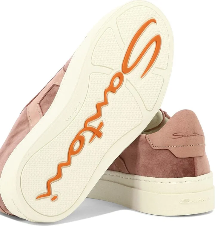 Santoni Sneakers In Pelle Scamosciata Con Stampa Logo - Image 5
