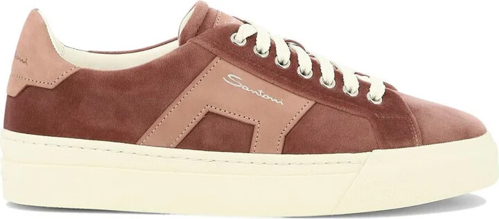 Santoni Sneakers In Pelle Scamosciata Con Stampa Logo