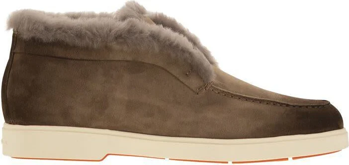 Santoni Suede And Fur Desert Boot