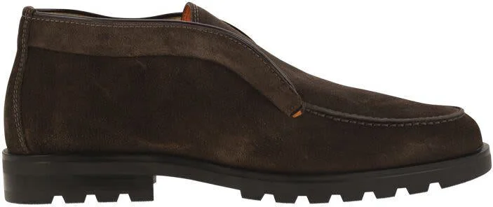 Santoni Suede Ankle Boot Without Laces