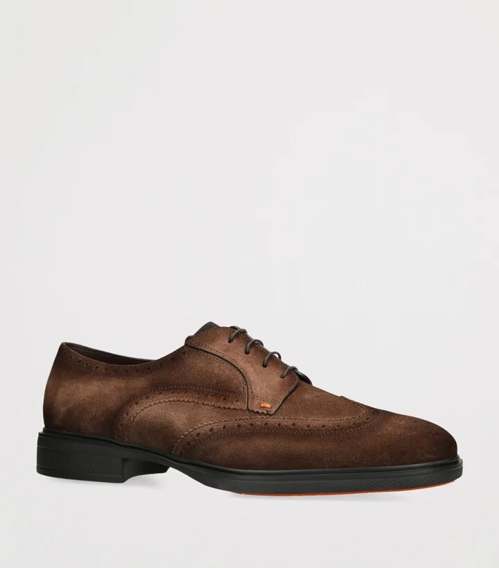 Santoni Suede Brogue Oxford Shoes - Image 3