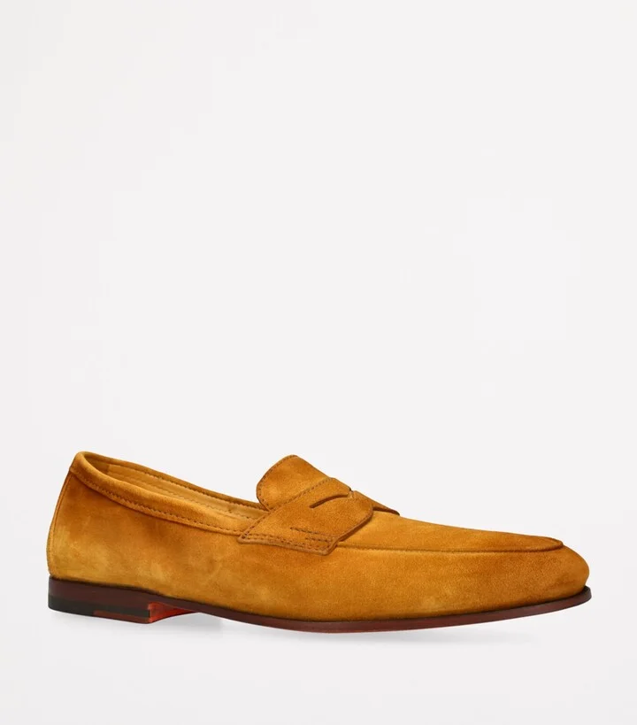Santoni Suede Carlo Penny Loafers - Image 3