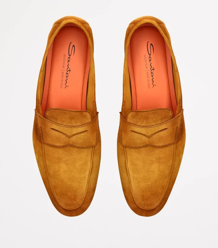Santoni Suede Carlo Penny Loafers - Image 4