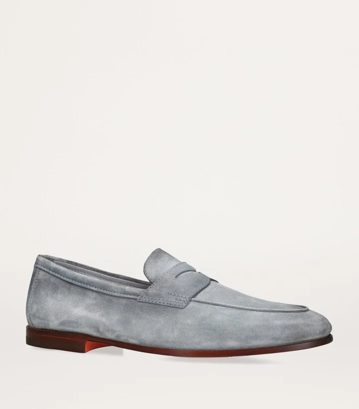 Santoni Suede Carlo Penny Loafers - Image 3