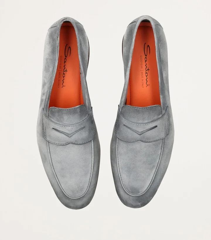Santoni Suede Carlo Penny Loafers - Image 4