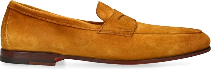 Santoni Suede Carlo Penny Loafers