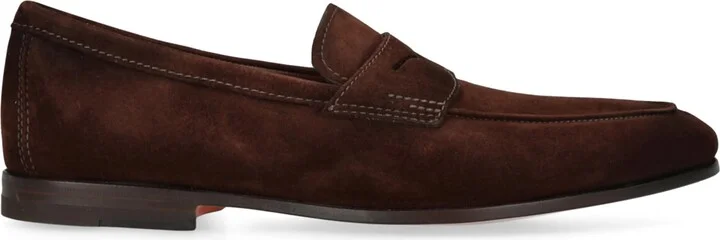 Santoni Suede Carlo Penny Loafers