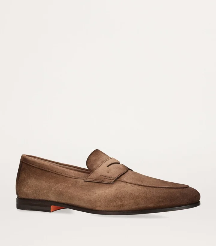Santoni Suede Carlos Penny Loafers - Image 3