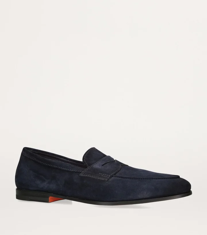 Santoni Suede Carlos Penny Loafers - Image 3