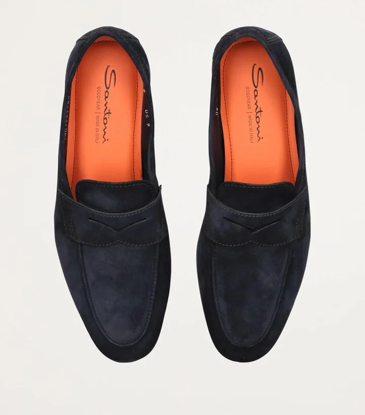 Santoni Suede Carlos Penny Loafers - Image 4