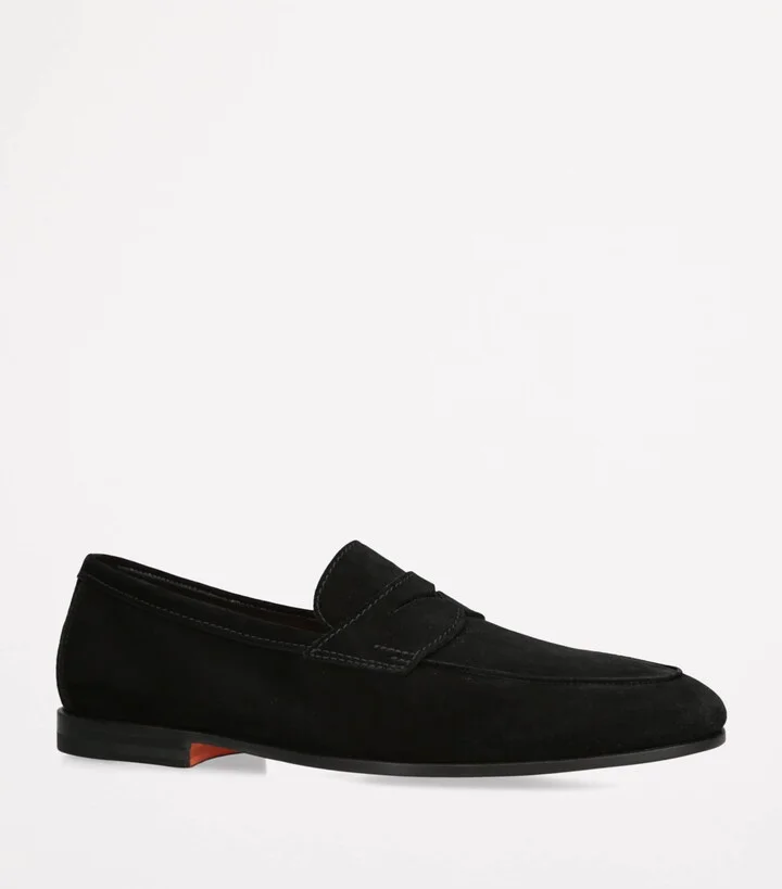 Santoni Suede Carlos Penny Loafers - Image 3