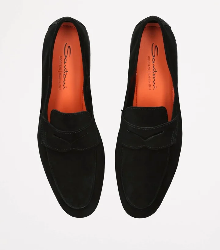 Santoni Suede Carlos Penny Loafers - Image 4