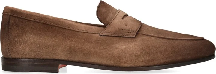 Santoni Suede Carlos Penny Loafers