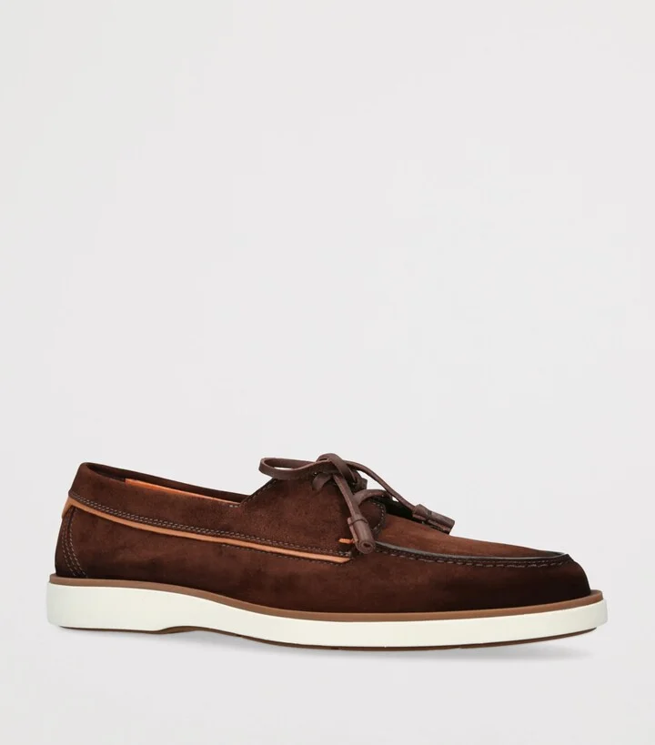 Santoni Suede Detroit Boat Shoes - Image 3
