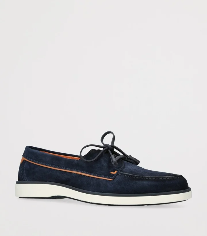 Santoni Suede Detroit Boat Shoes - Image 3