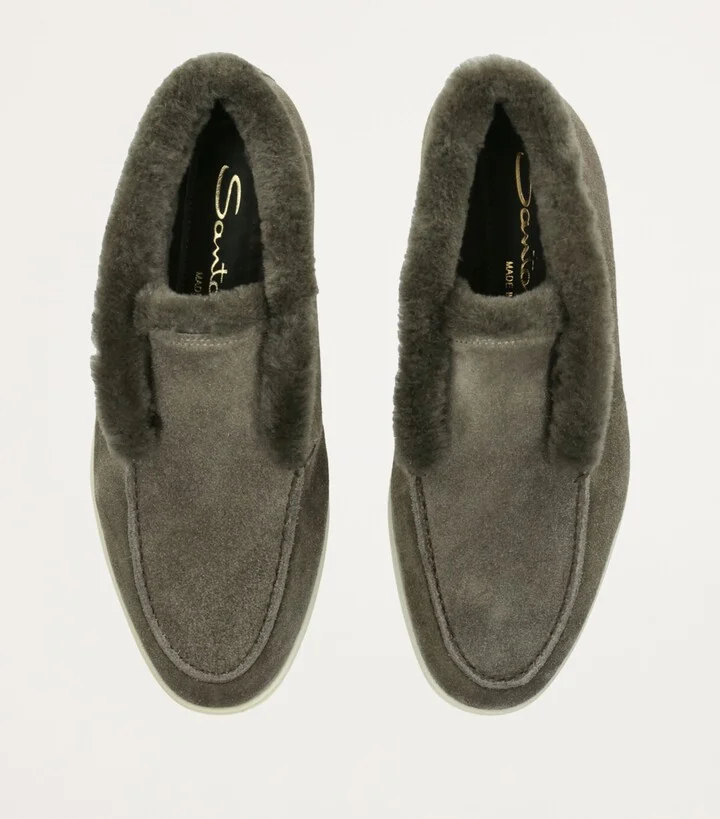 Santoni Suede Fur-Trim Fortune Ankle Boots - Image 4