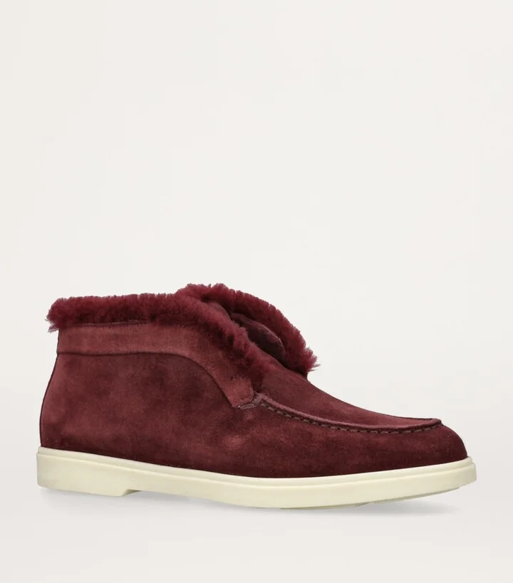 Santoni Suede Fur-Trim Fortune Ankle Boots - Image 3