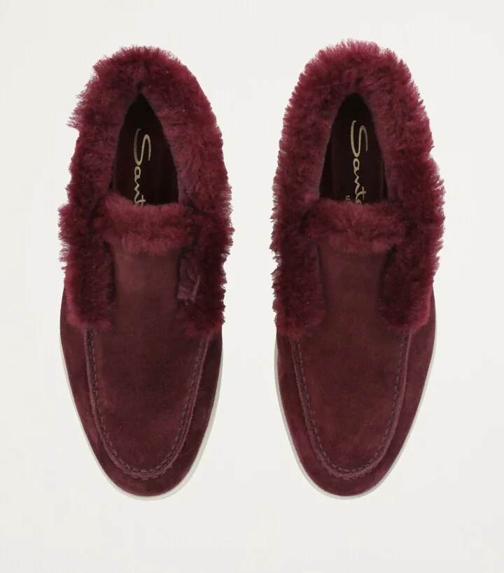Santoni Suede Fur-Trim Fortune Ankle Boots - Image 4