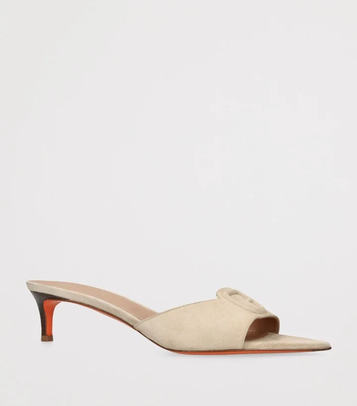 Santoni Suede Kitten Mules 45 - Image 3