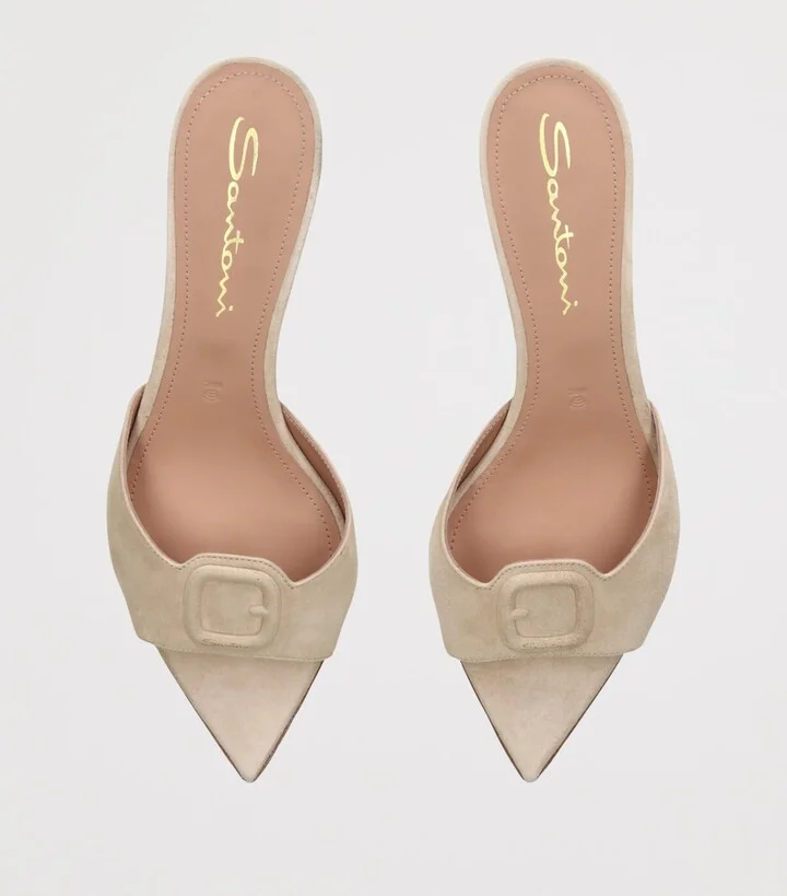 Santoni Suede Kitten Mules 45 - Image 4