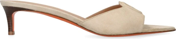 Santoni Suede Kitten Mules 45